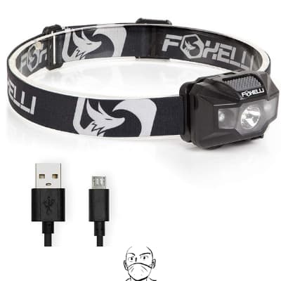 Linterna frontal recargable USB Foxelli